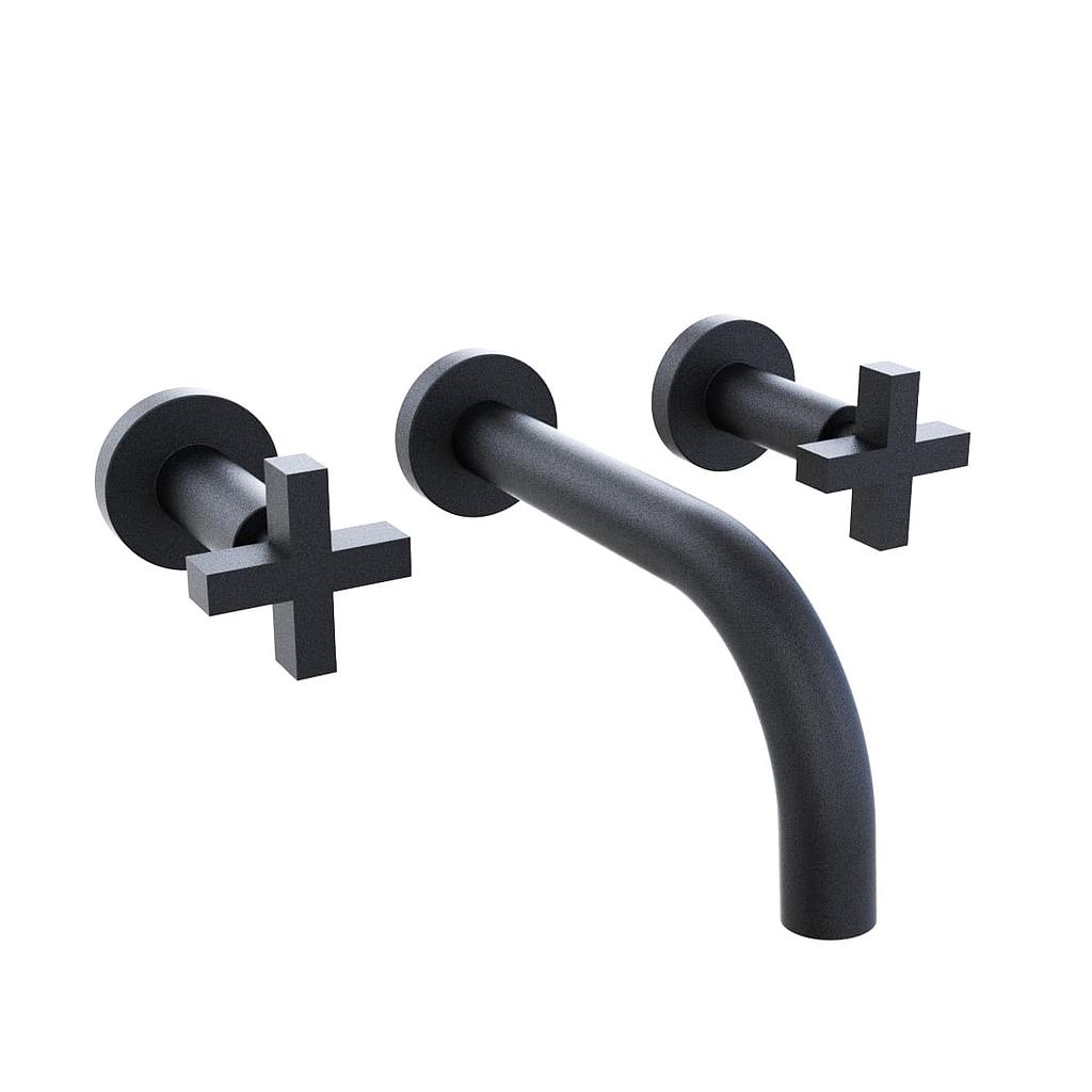 [23915] GRIFERIA BICOMANDO LAVATORIO PARED LOOK CRUZ BLACK HIDROMET – 10 AÑOS DE GARANTÍA [31180NEGR]