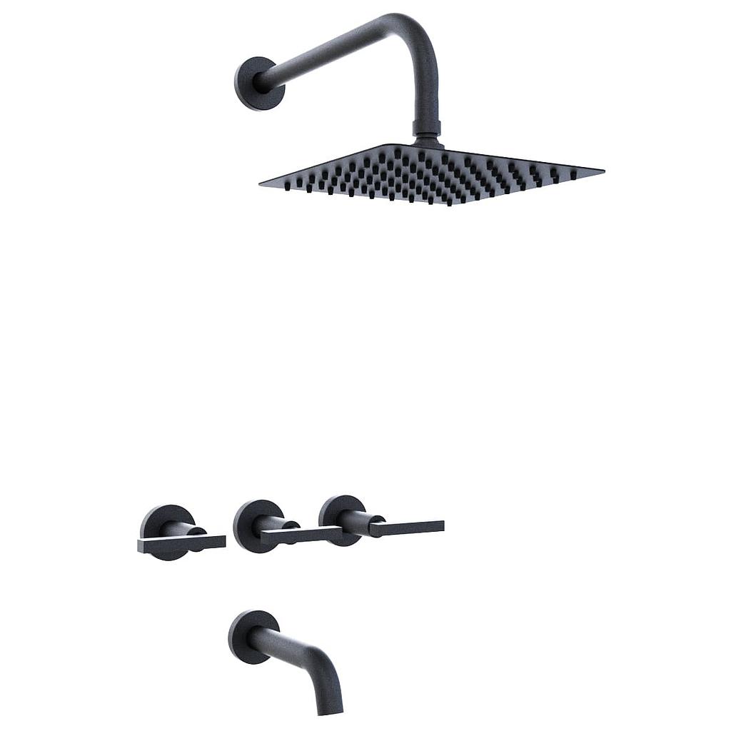 [23919] GRIFERIA BICOMANDO DUCHA CON TRANSFERENCIA LOOK LEVER BLACK HIDROMET – 10 AÑOS DE GARANTÍA [31108NEGR]