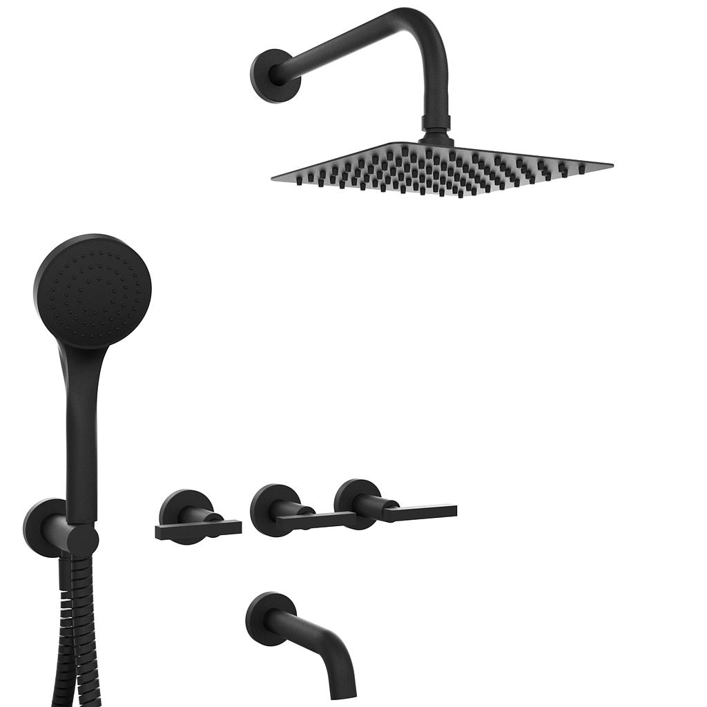 [23921] GRIFERIA BICOMANDO DUCHA 3 VIAS CON DUCHADOR LOOK LEVER BLACK HIDROMET – 10 AÑOS DE GARANTÍA [31110NEGR]