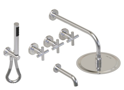 [23931] GRIFERIA BICOMANDO DUCHA 3 VIAS CON DUCHADOR SUN CRUZ CROMO HIDROMET – 10 AÑOS DE GARANTÍA [04505CRCR]