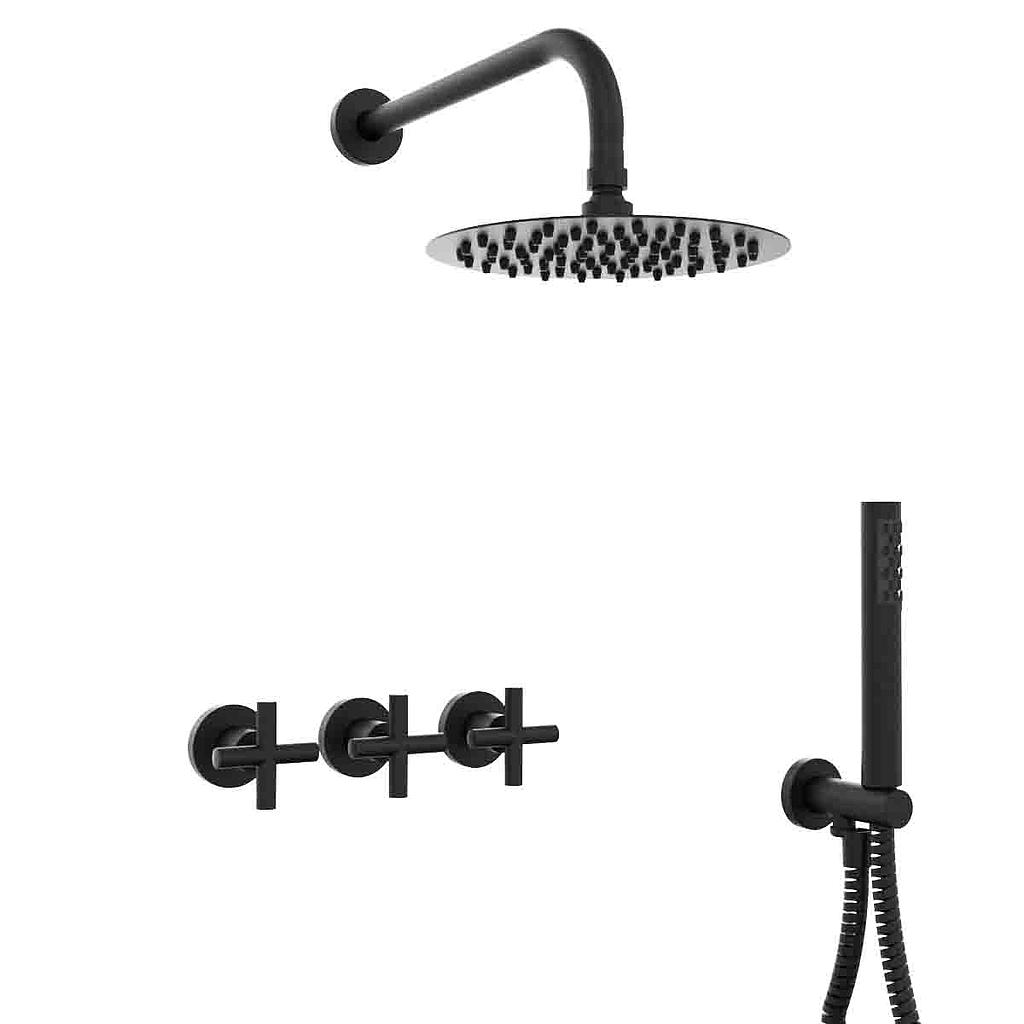 [23952] GRIFERIA BICOMANDO DUCHA 2 VIAS CON DUCHADOR SUN CRUZ BLACK HIDROMET – 10 AÑOS DE GARANTÍA [4563NEGR]
