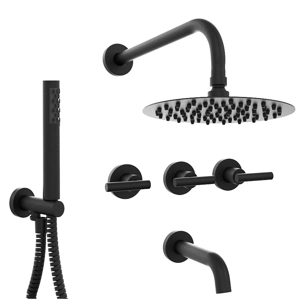 [23957] GRIFERIA BICOMANDO DUCHA 3 VIAS CON DUCHADOR SUN LEVER BLACK HIDROMET – 10 AÑOS DE GARANTÍA [04510NEGR]