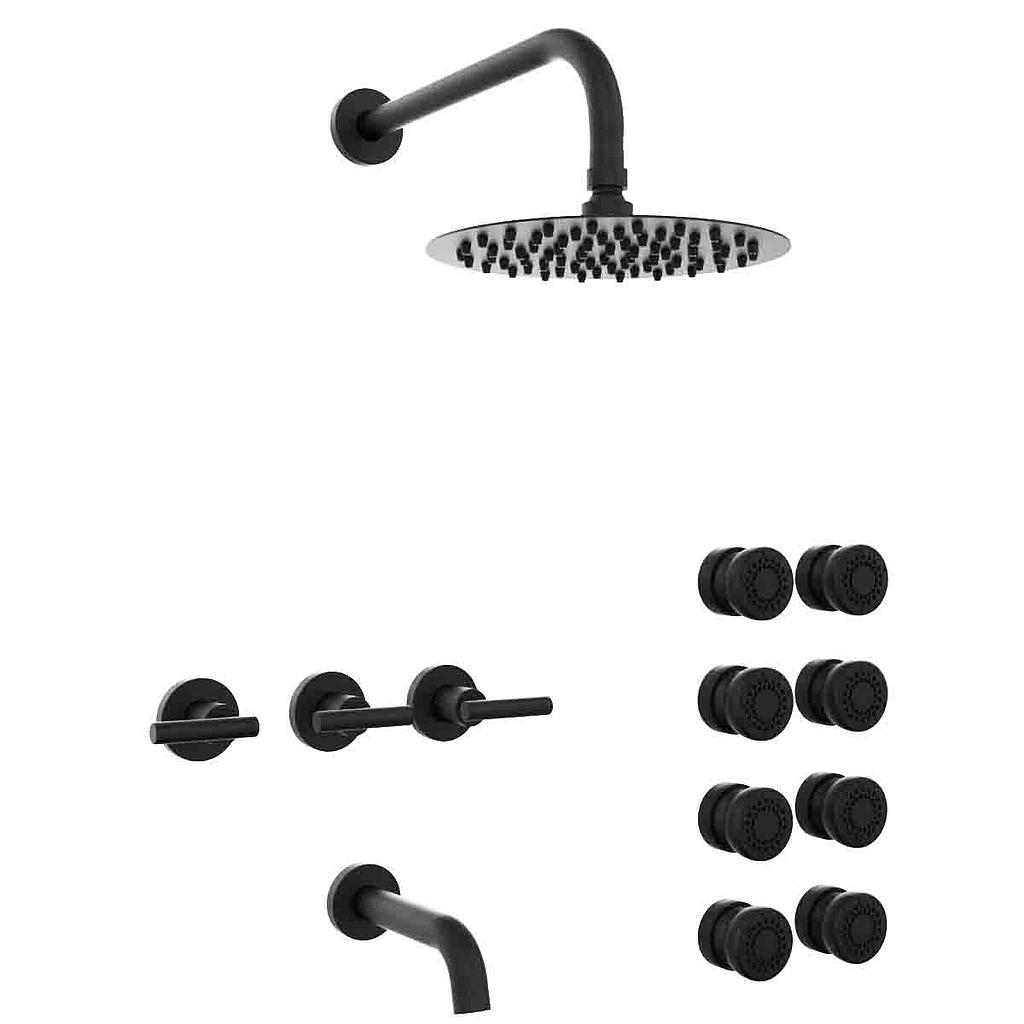 [23958] GRIFERIA BICOMANDO BAÑERA 3 VIAS CON ESCOCESA SUN LEVER BLACK HIDROMET – 10 AÑOS DE GARANTÍA [04545NEGR]