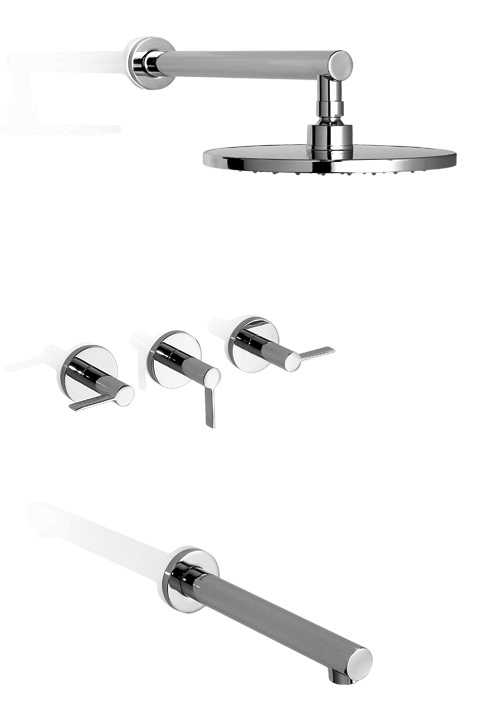 [24326] GRIFERÍA BICOMANDO CIERRE CERAMICO GUILTY LEVER DUCHA EMBUTIR CON TRANSFERENCIA CROMO PIAZZA [22506]