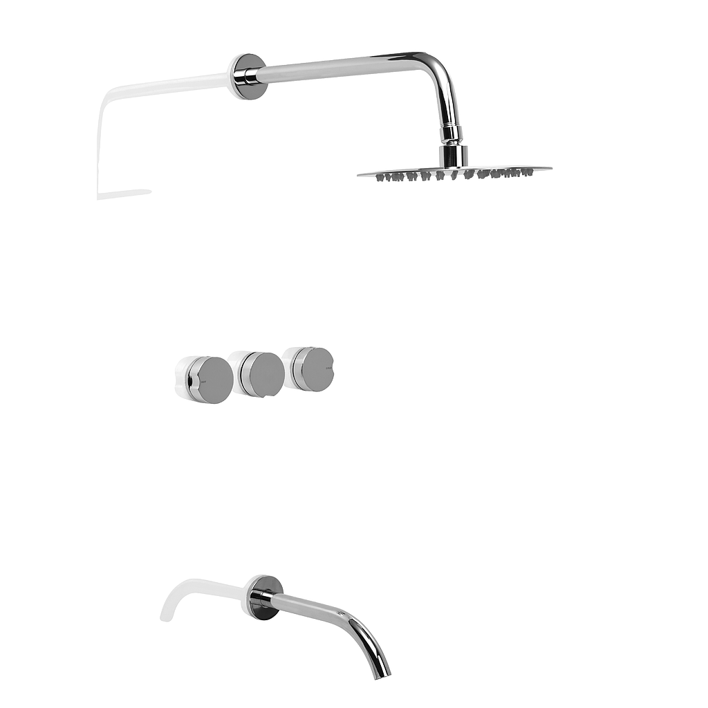 [24347] GRIFERÍA BICOMANDO CIERRE CERAMICO LOUNGE DUCHA DE EMBUTIR CON TRANSFERENCIA ACABADO STEEL  PIAZZA [22606ST]