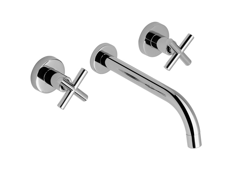 [24353] GRIFERÍA BICOMANDO CIERRE CERAMICO NOVARA LAVATORIO DE PARED CROMO PIAZZA [21003]