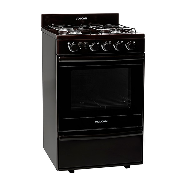 [25874] COCINAS 4 HORNALLAS MULTIGAS -55cm x 60cm - con luz y encendido electronico - ENLOZADA MARRON - VOLCAN [87653V]